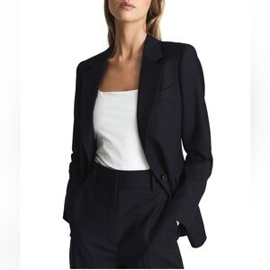 Reiss Haisley Textured Navy Blue Blazer, Size 8 New with Tags